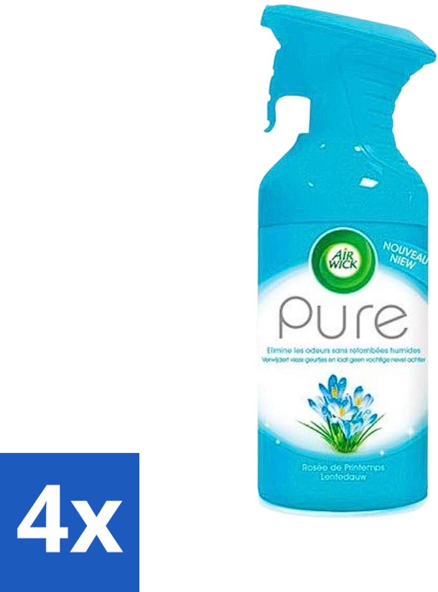 4 x Air Wick Pure Luchtverfrisser Lentedauw 250 ml - Luchtverfrisser - Luchtverfrisserspray - Air Wick - Pure Lentedauw - Frisse Geur