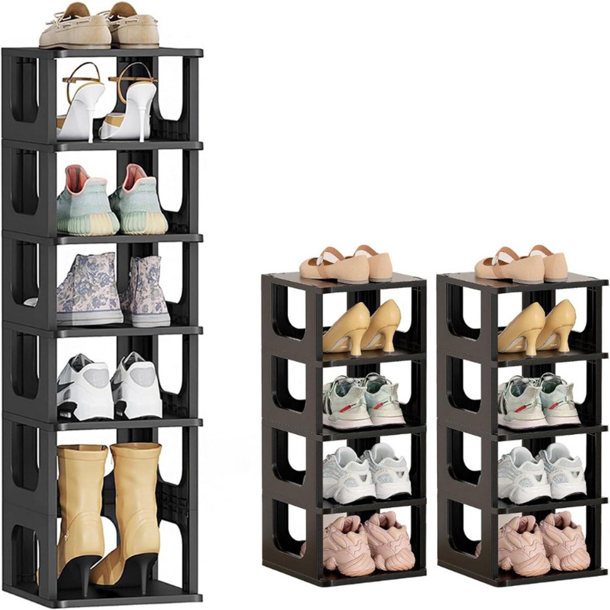 Smalle Schoenenrek Met 10 Niveaus - Stapelbare Ruimtebesparende Schoenen Organizer - Verticaal Schoenenrek Voor Kast Entree En Garage