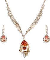 Rode Druppel Sieraden Set  - Dames - Zilverkleurig - 45 cm