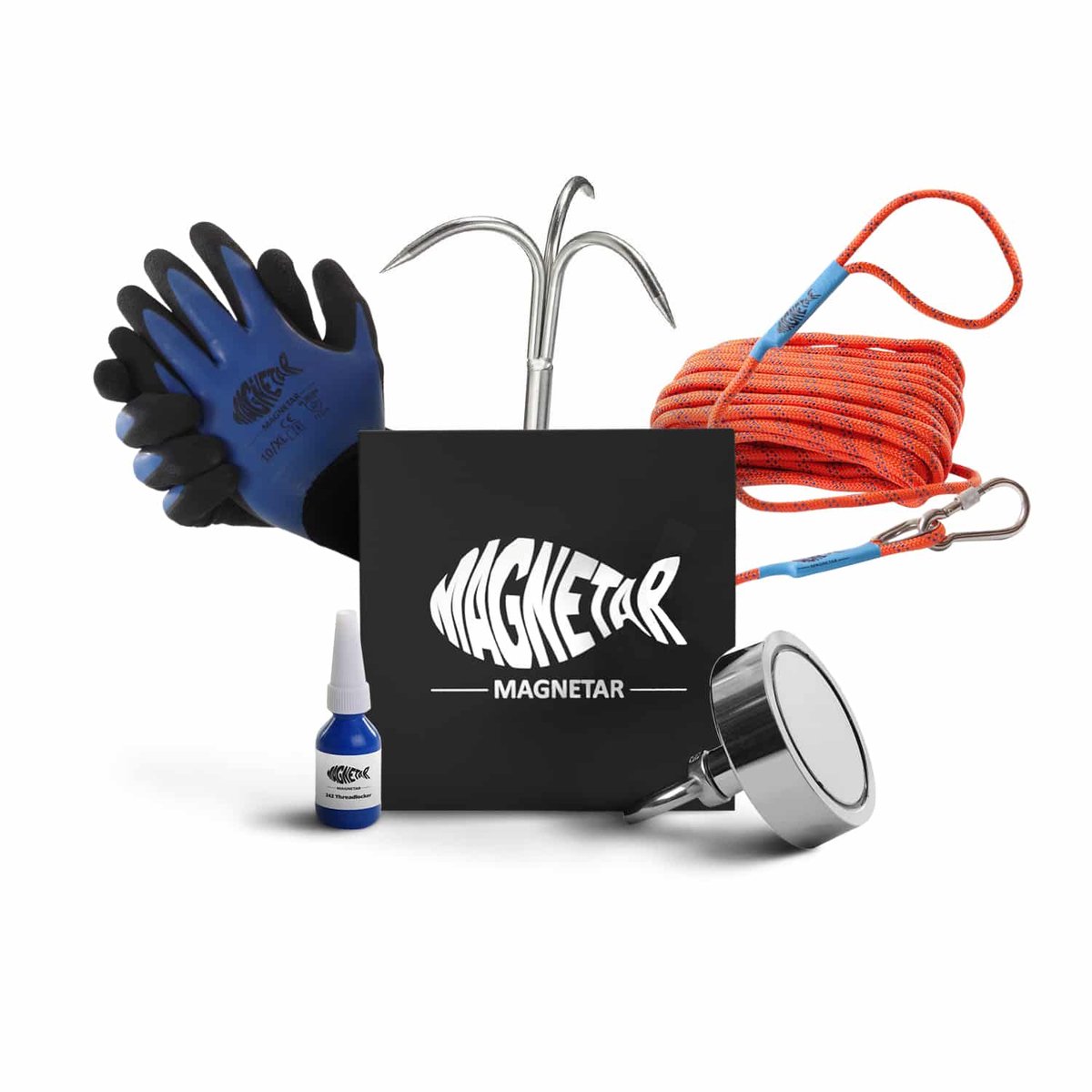 Magnetar Magneetvissen Pakket - Vismagneet - Gevorderden - Enkelzijdige 400kg Magneet - Touw, Handschoenen en Dreghaak