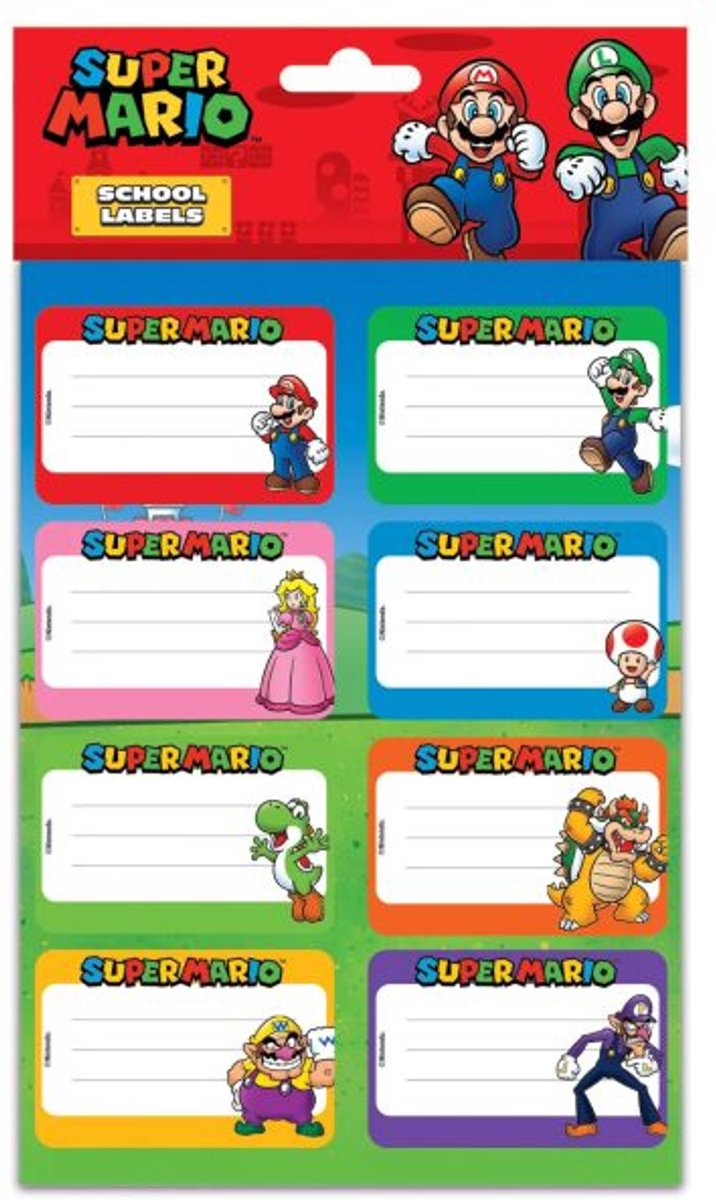 Super Mario (Characters) Essential School Labels