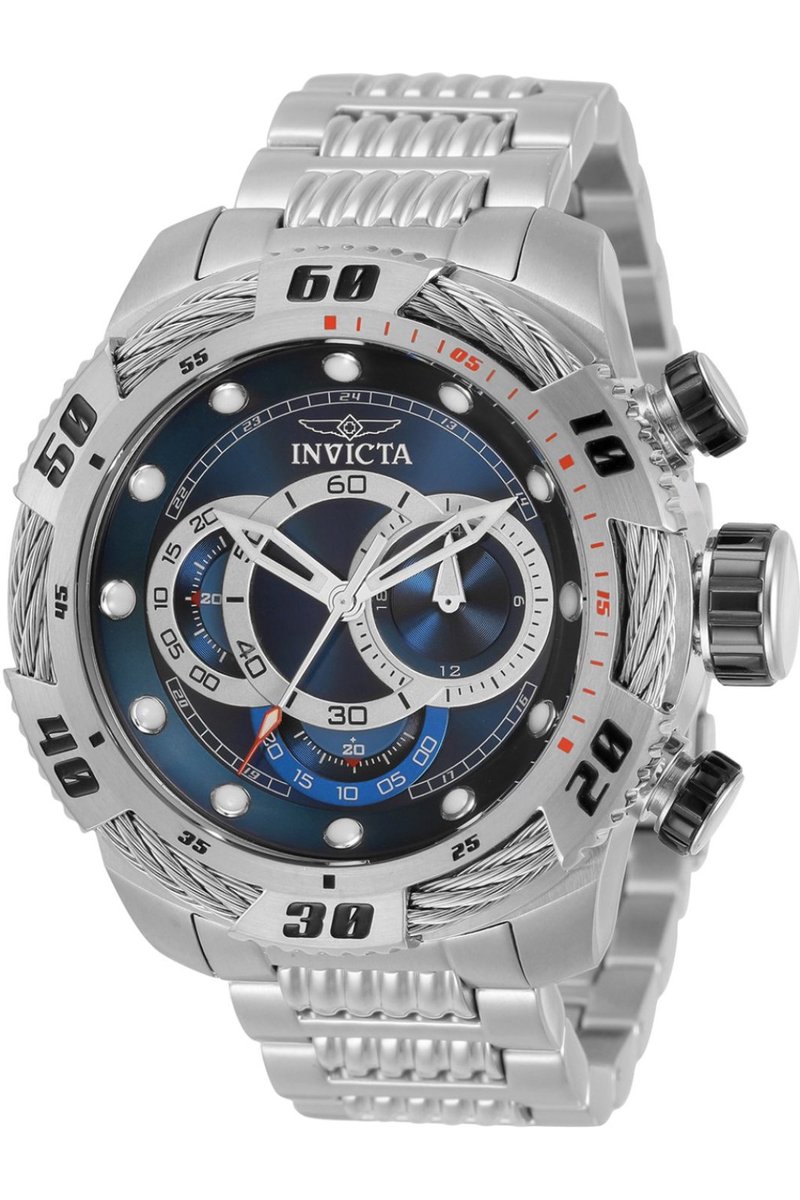 Invicta Speedway 34159 Heren Horloge - Waterdicht - Analoog - Quartz Uurwerk - Roestvrij Staal met blauwe Wijzerplaat - 50mm
