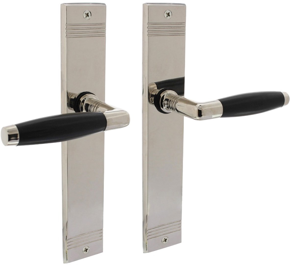 Intersteel Deurkruk Ton basic met schild rechthoekig met rillen 235x43mm blind nikkel/zwart