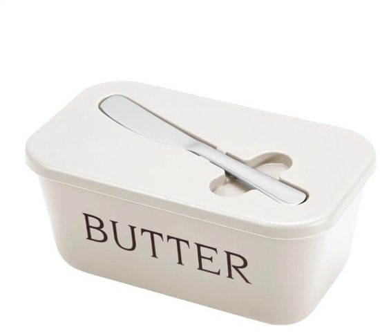 Foto: 1 stuk premium pp botervloot van voedingskwaliteit met mes duurzame en gemakkelijk schoon te maken botervloot voor op het aanrecht botervloot en mes ideaal voor thuisgebruik