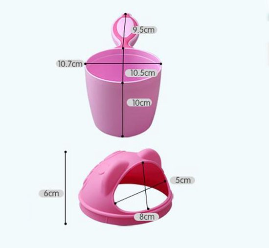 Douche beker - 2stuks - Haar wassen zonder shampoo in de ogen - Badgieter - Spoelen Shampoo Spoeler - Haarspoelbeker voor baby's - Baby Haarspoeling Kruik Baby Haarspoelbeker - Kraamcadeau - Groen, roze van Badgieter — afbeelding 4
