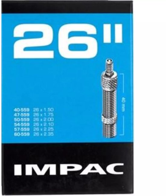 Impac binnenband verpakking 26" met 40/60-559 maten en 40mm ventiel.