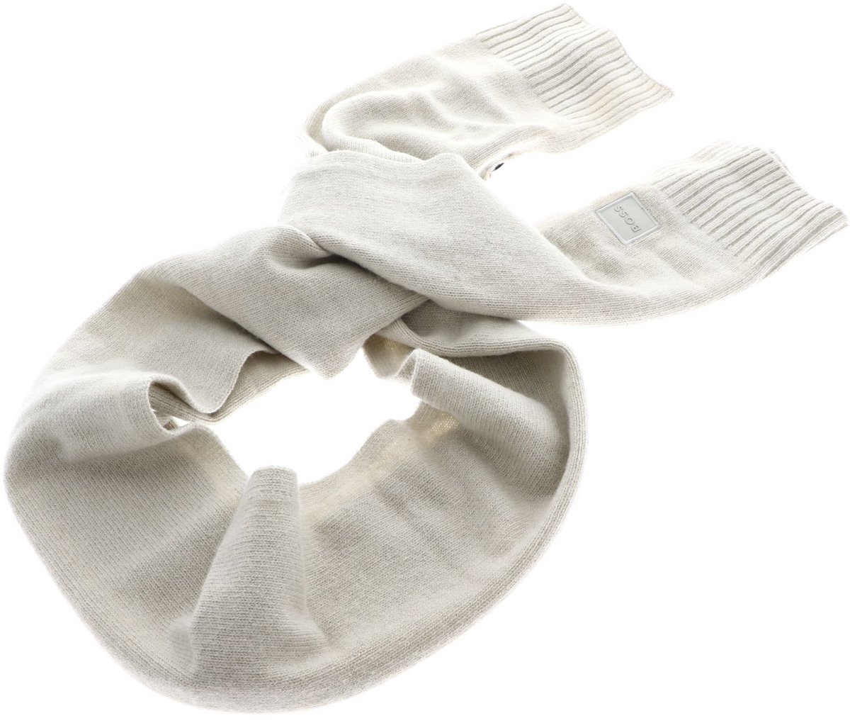 BOSS sjaal Akaio Knitted Scarf Light Beige