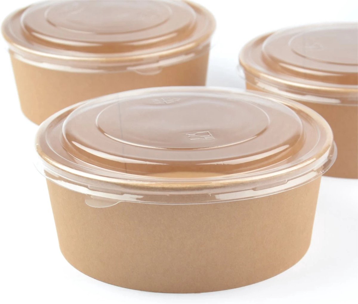 Saladebak / Poké Bowl – 750 ml – Karton met Transparant Deksel - 150 stuks - Ø 15