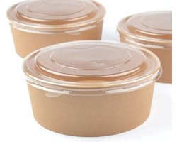Saladebak / Poké Bowl – 750 ml – Karton met Transparant Deksel - 150 stuks - Ø 15