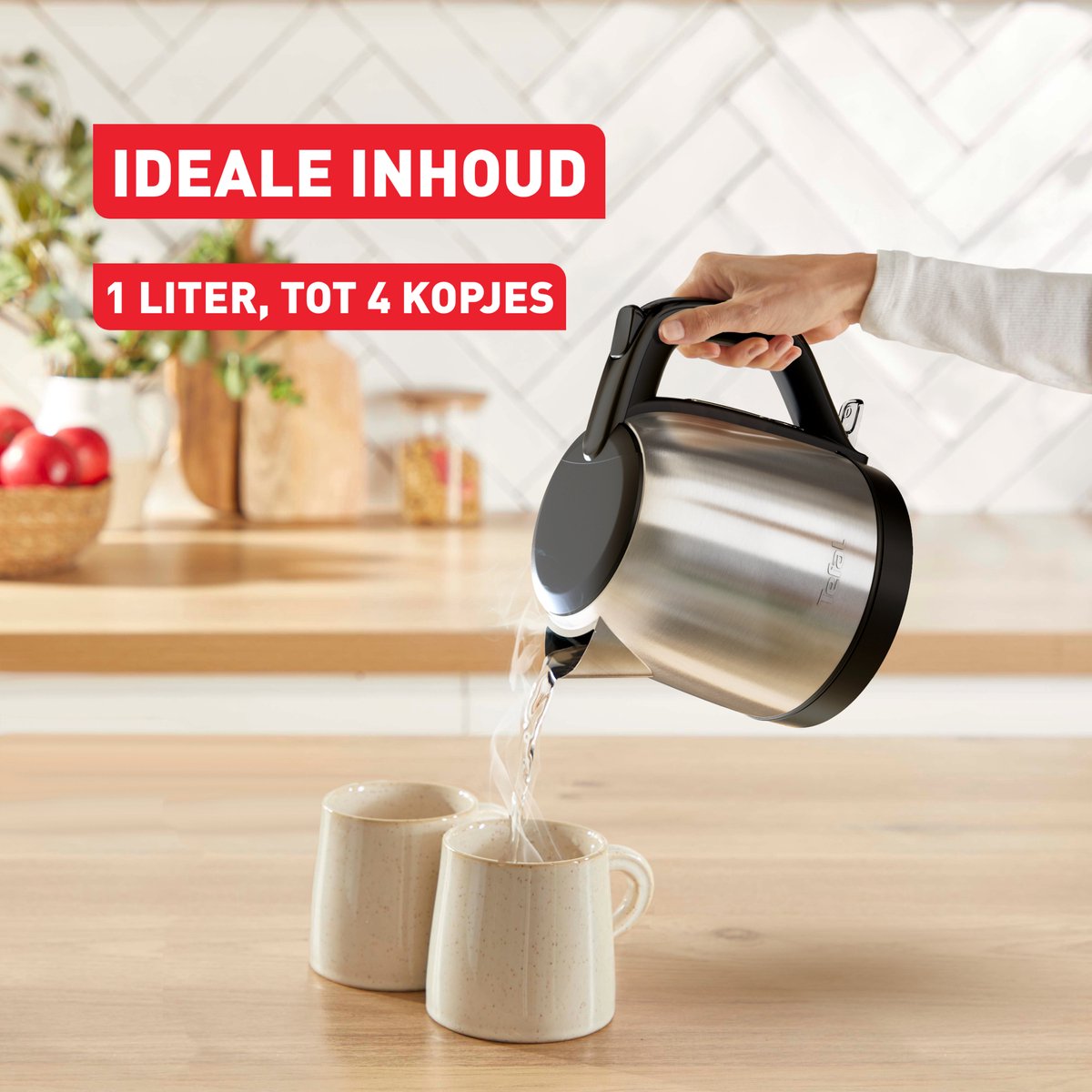 Tefal Subito KO5S2D - Mini Waterkoker - 1L - Compact - RVS - 2400W — afbeelding 3