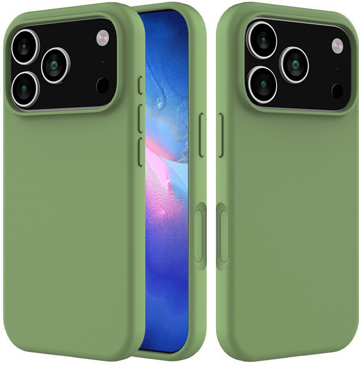 Shockproof Backcover - Liquid Silicone Soft Hoesje - Geschikt voor: iPhone 17 Pro - Groen