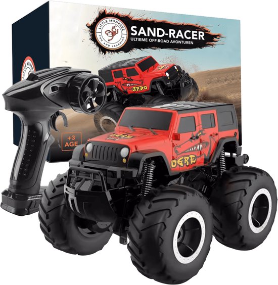 Little Monkeez Aqua Bestuurbare Auto voor Buiten - Radiografisch Afstandsbestuurbare Race Speelgoed - Jongens en Meisjes - RC Offroad Monstertruck - Waterdicht - Rood