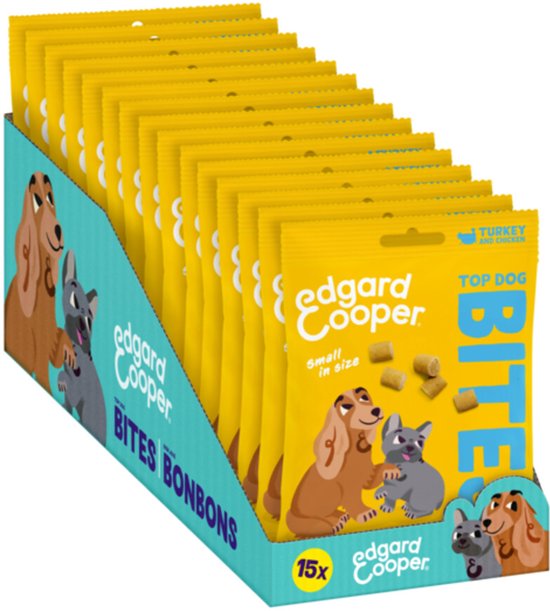 15x Edgard & Cooper Adult Bite S Kalkoen & Kip 50 gr