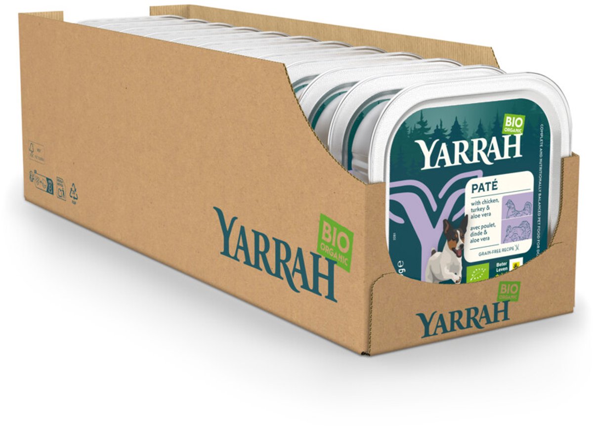 Yarrah Yarrah Dog Alu Brokjes - Kalkoen - Hondenvoer - 12 x 150 g NL-BIO-01