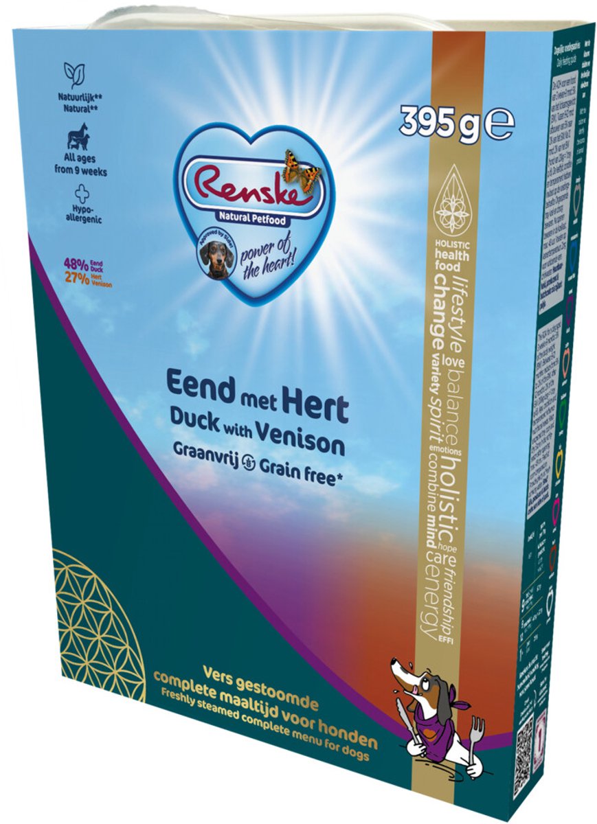 Renske Renske Vers Gestoomd Complete Menu Hondenvoer Nat Eend & Hert Graanvrij - 395 gr