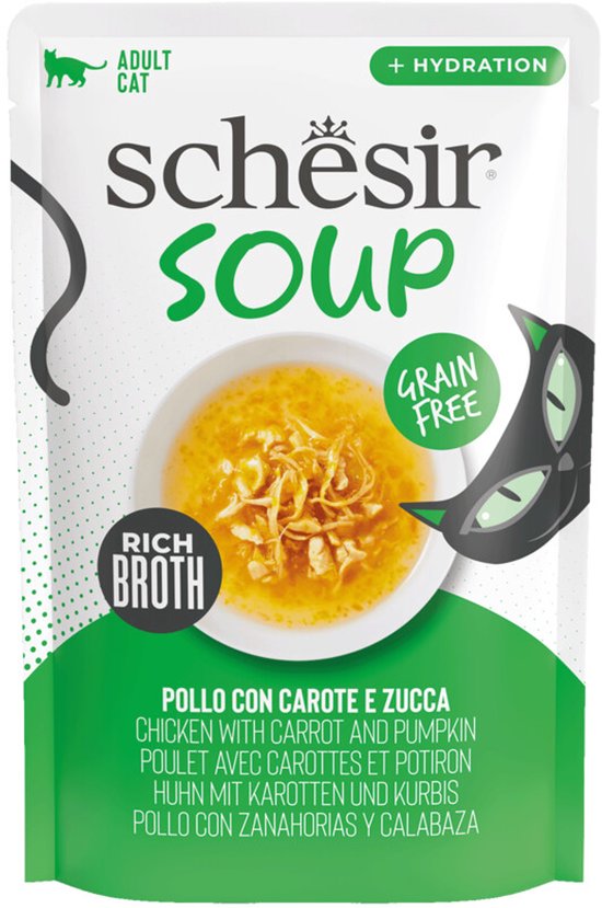 Schesir Complementary in Soep Kattenvoer Nat Kip & Pompoen - 12 x 40 gr - Voordeelverpakking