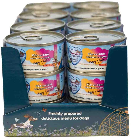 24x Renske Blik Vers Gestoomd Complete Menu Puppy Kip - Lam 95 gr