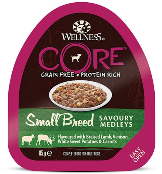 Wellness Core Hondenvoer Small Savoury Medleys Lam - Hert - 12 x 85 gr - Voordeelverpakking