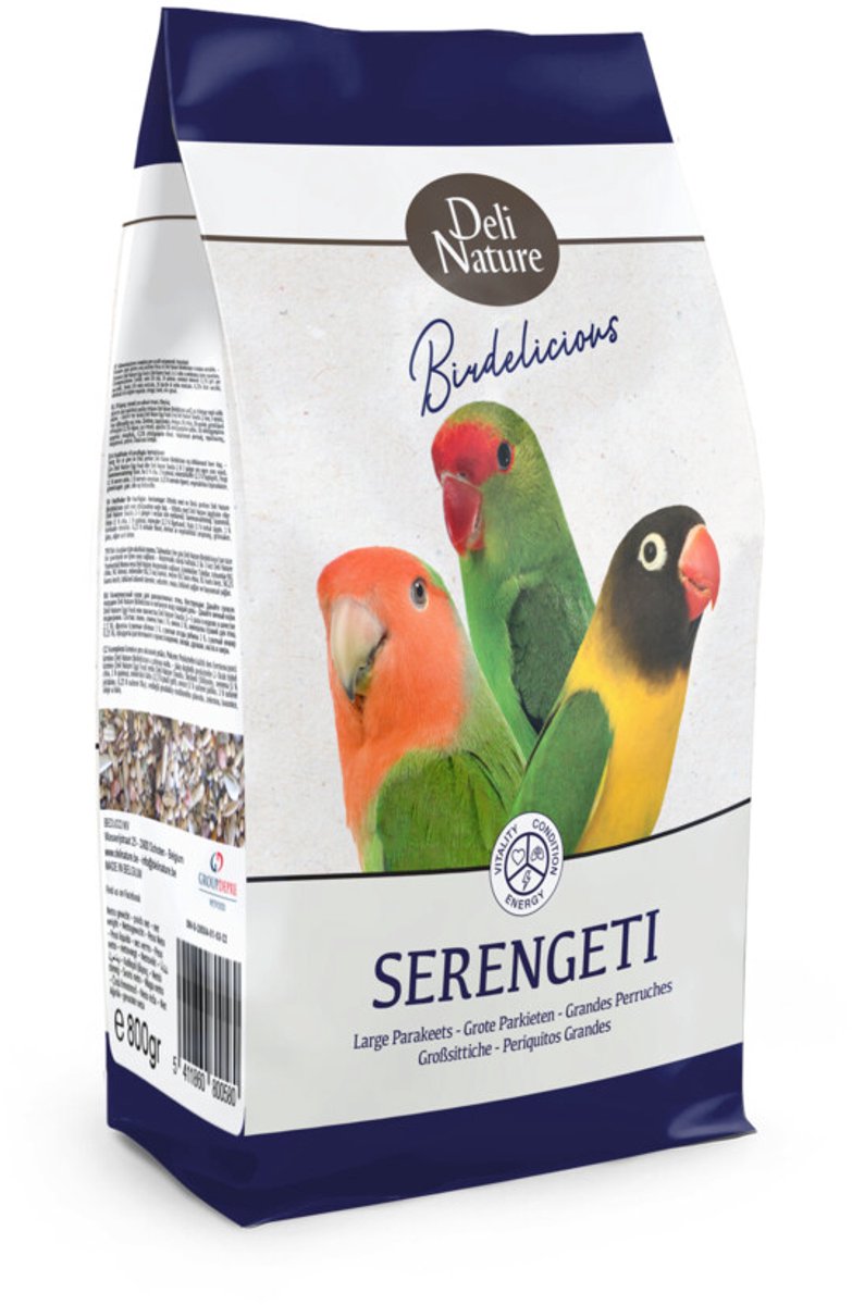 Deli Nature Grote Parkieten Serengeti Birdelicious - 5 x 800 gr - Voordeelverpakking