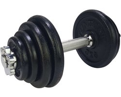 Tunturi Dumbell Gietijzer totaal 15kg - Halterset met schroefsluiting - Dumbbell Set - 1 Halterstang - 30mm - Incl. gratis fitness app