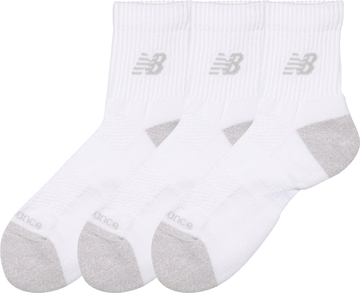 New Balance Active QTR Socks 3 Pack Unisex Sportsokken - WHITE