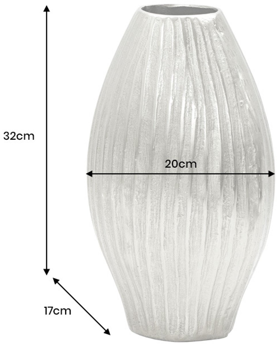 Moderne vaas ELEGANCE 35cm Zilver Metaal Gehamerd Design - 44839