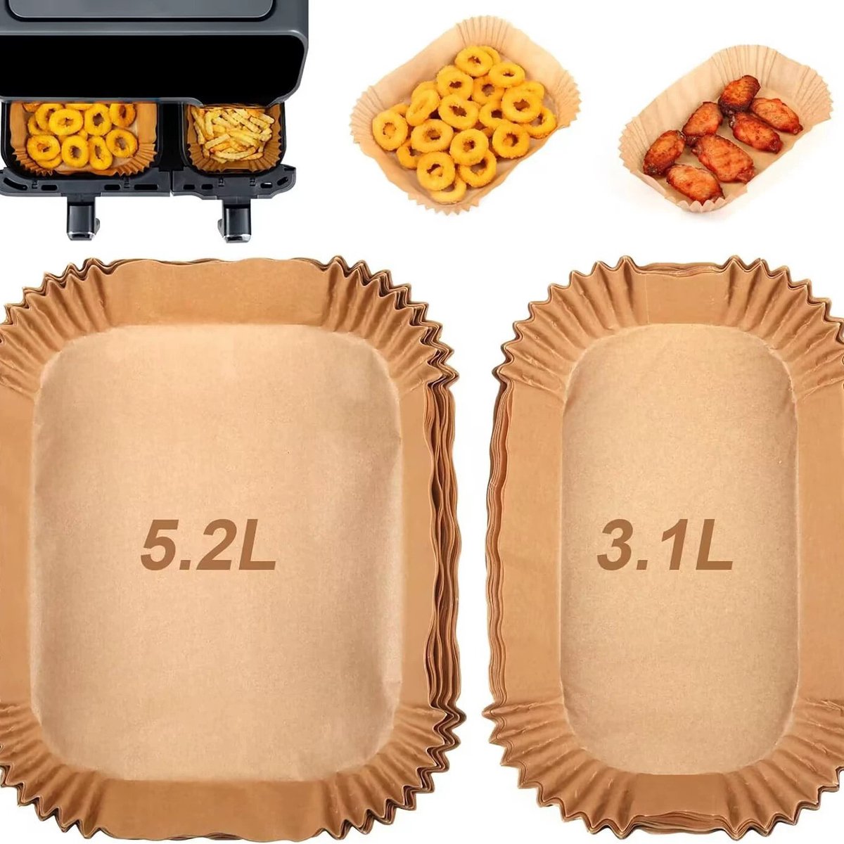 Geschikt voor Air Fryer Liners Luchtbakken accessoires 5.2L80 stuks + 3.1L80 stuks