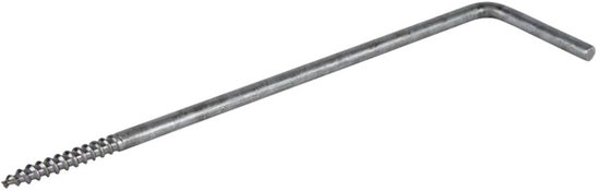 Rechthoekig kozijnanker, 200 x 50 x 6 mm, met schroefdraad aan één zijde en een L-vormige kop aan de andere.