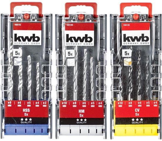 kwb 109156 HSS Set de forets 3 pièces DIN 338 tige cylindrique 3 pc(s)