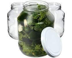 KADAX glazen pot potten 2,5L pot voor komkommertincturen + doppen Fi100 8 stuks