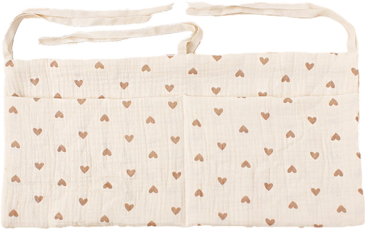 Honeybears box organizer baby - Box opbergzak – Box hangzak - Box opbergtas - Speelgoedzak - Opberg zak 100% organisch katoen – Kraamcadeau - Hartjes – 39 X 20 CM