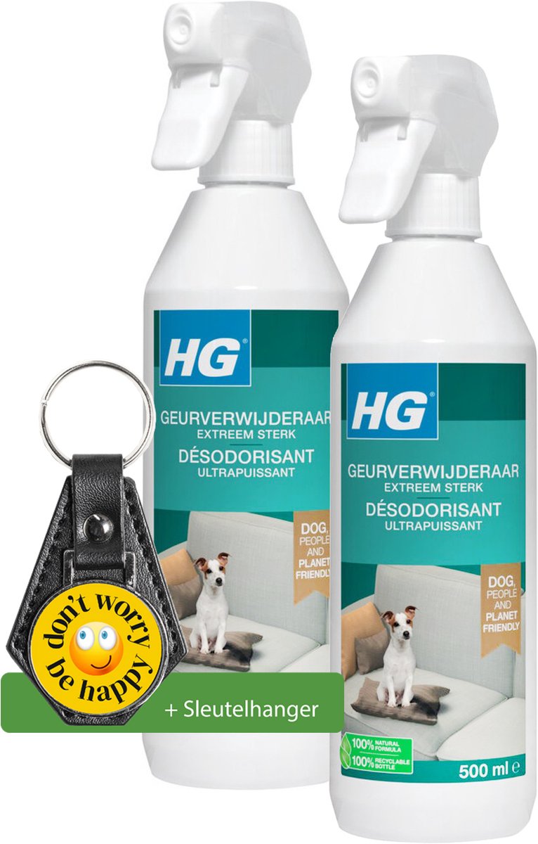 HG geur verwijderaar extreem sterk voor honden 500ml - 2stuks - Inclusief sleutelhanger