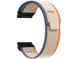 Stravo Trail Loop Nylon Sport bandje 22mm QuickFit voor Garmin Fenix E 47MM / Fenix 8 47mm/7/7 Pro/6 GPS/6 Pro/5/5 Plus - Elastische Nylon Klittenbandjesluiting, Vervangingsriem voor Garmin Quatix 7 pro/Descent G1/EPlX gen2 - Oranje/Beige