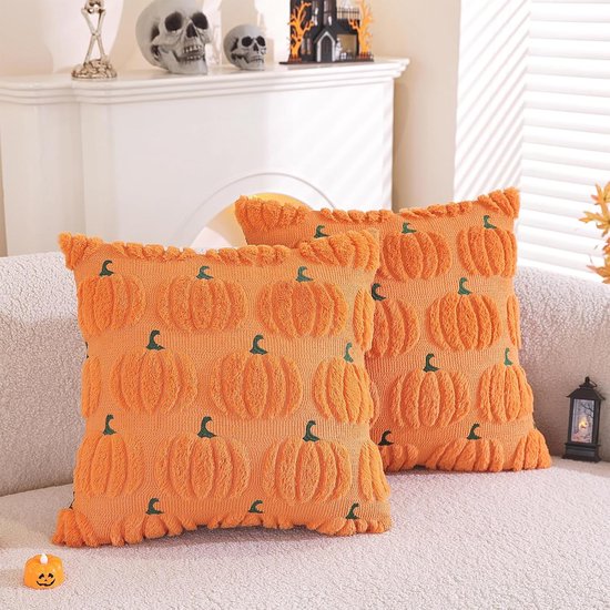 Set van 2 pompoenkussenslopen, herfst 45x45 cm kussensloop met