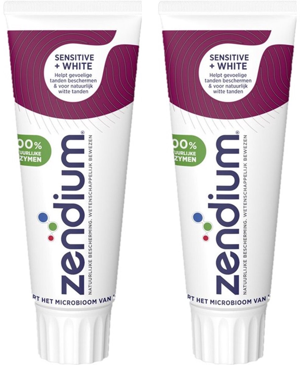 Zendium Tandpasta - Sensitive+White - met 100% natuurlijke enzymen - 2 x 75 ml