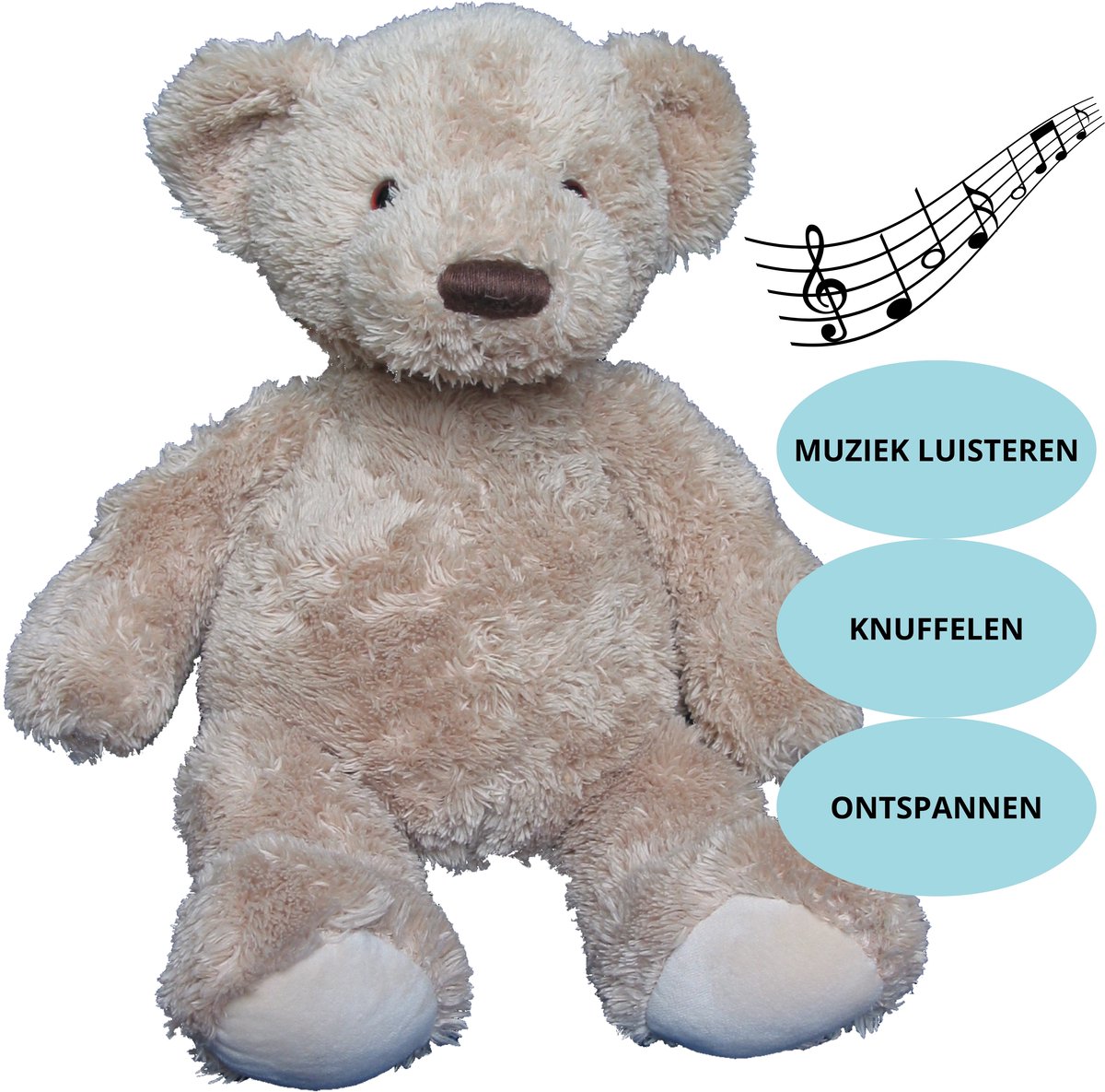 OER Muziekbeer Arthur - Speciaal voor Ouderen met Dementie - Knuffelen en Muziek luisteren tegelijkertijd - Muziekknuffel werkt Stimulerend, Ontspannend en voor Sociaal Contact - 4GB Interngeheugen - Ruimte voor 1.000 Muzieknummers - Zachte Knuffel