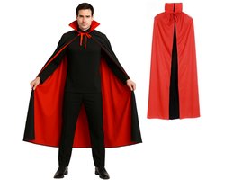 Joya Party® Verkleedcape Dracula stijl | Zwart/Rood | Unisex Cape Volwassenen | Halloween Cape | Vampier Cape | Duivel Cape | Reversible | Verkleed Kostuum Heren en Dames | Kostuum Accessoire | 150 cm