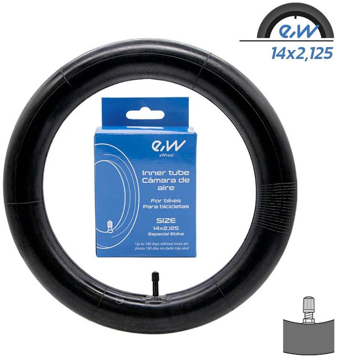 Ewheel Binnenband 14×2.125 (57-254) VR – Geschikt voor 14″ Kinderfietsen