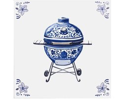 Delfts blauw tegeltje BBQ - delfts blauw wandbord - delftsblauw - hollandse cadeautjes - wanddecoratie - decoratieve accessoires