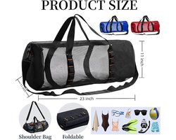 Diving Scuba - Surfing Snorkeling Dive Mesh Beach Bag Duffle Bags with Zipper and Adjustable Shoulder Strap for Travel Fitness Camping Swim Gym Gears Balls 23” x 11”