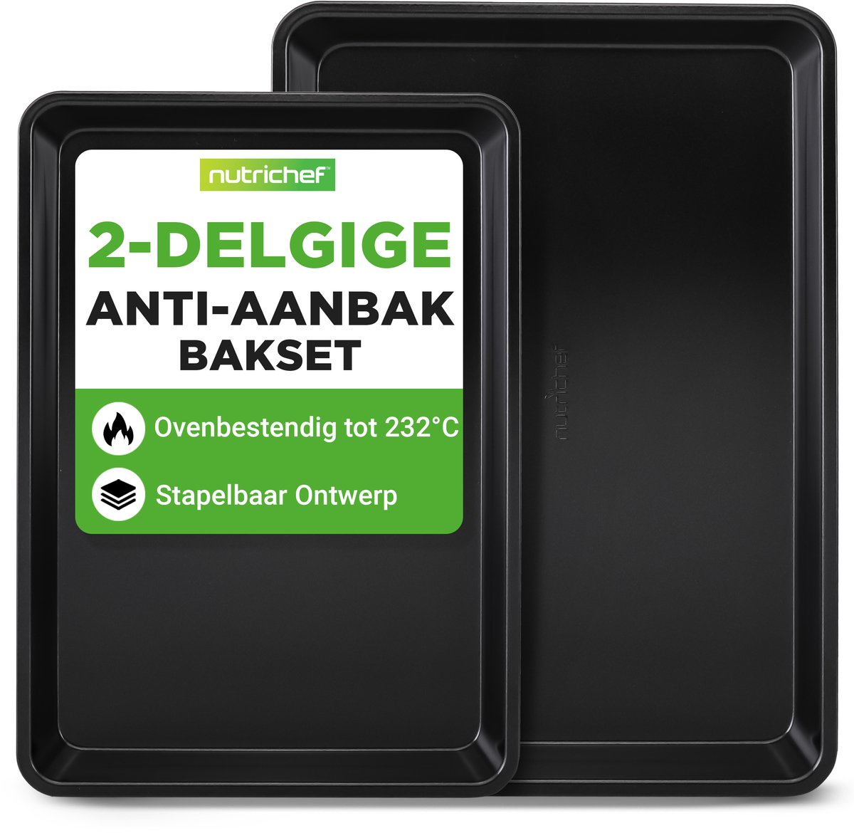 NutriChef - Bakplaat oven - 2-delige Anti-aanbak Bakplaat, Zwart