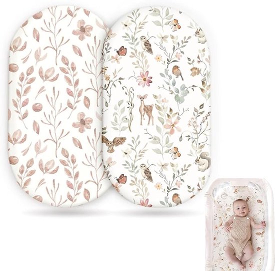 Lot de 2 draps pour berceaux, poussettes et lits bébé, 82 x 41 cm, ovales, en forme de sablier et rectangulaire.