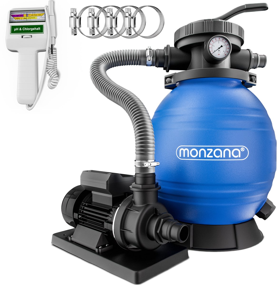 Monzana Zandfilterpomp - 10.200-L/u - Incl. Watertester pH Chloor – foto 2