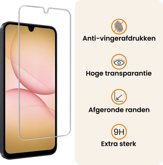 Screenprotector voor smartphone: anti-vingerafdruk, hoge transparantie, afgeronde randen, extra sterk.