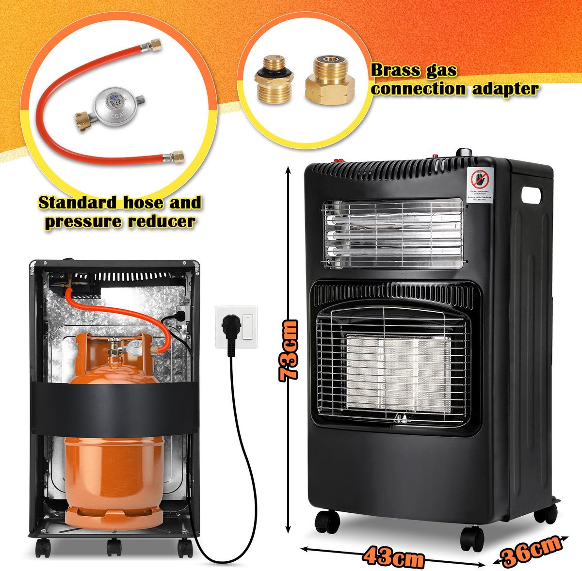 DMS® Gaskachel, 4200 W, verwarmingstoestel, gasverwarming, infrarood