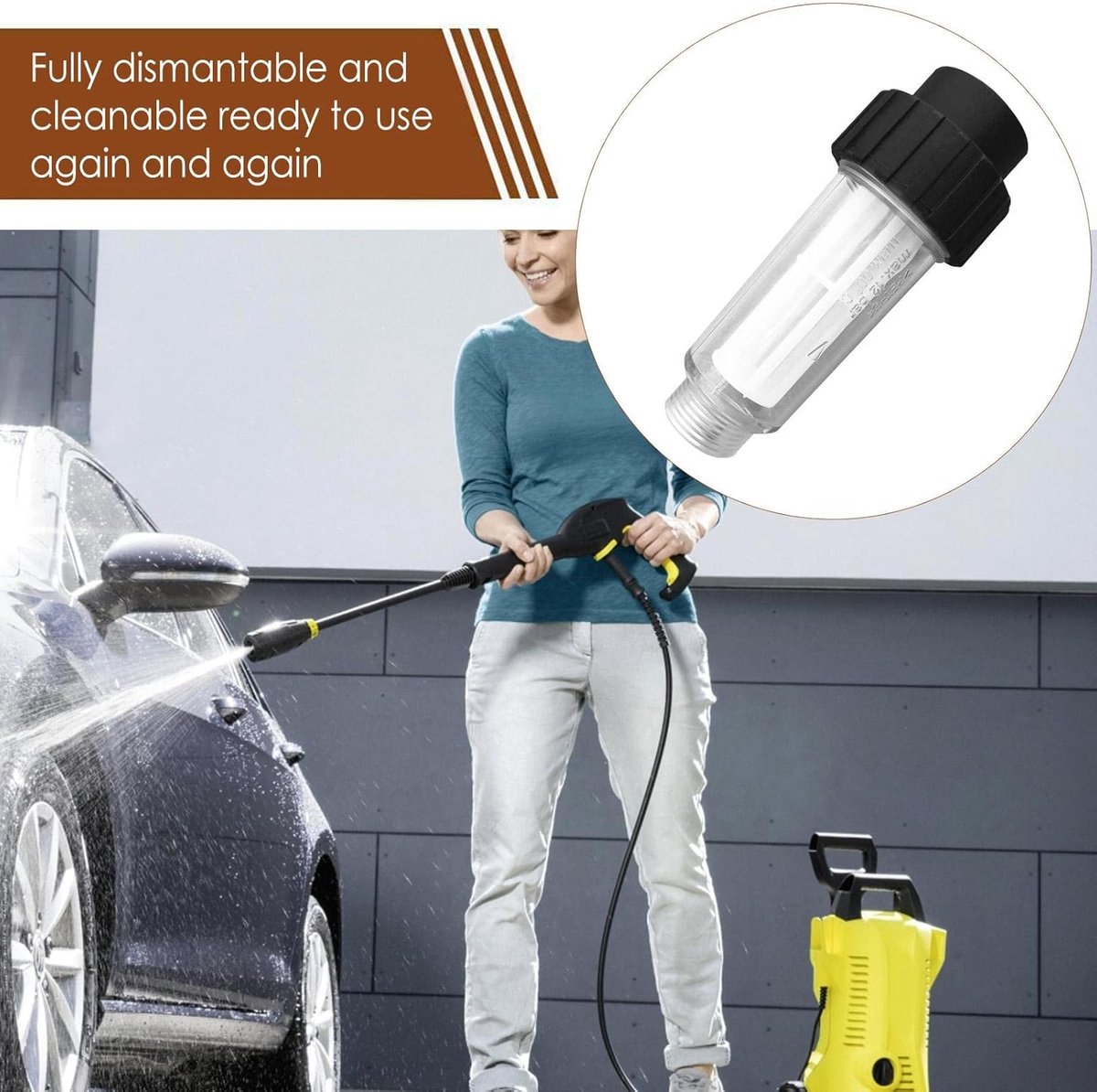 2 stuks - Hogedrukreiniger waterfilter geschikt voor Karcher K2 K3 K4 K5 K6 K7 - zeef filter antikalk – foto 4