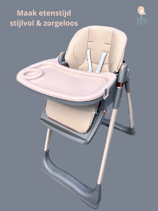 Chaise Tissy® Arvi - Chaise haute Bébé et Kinder - Chaise haute réglable - Pliable et réglable en hauteur - Siège enfant - Chaise pour tout-petit et chaise évolutive - Chaise haute bébé - Marron / Marron moka