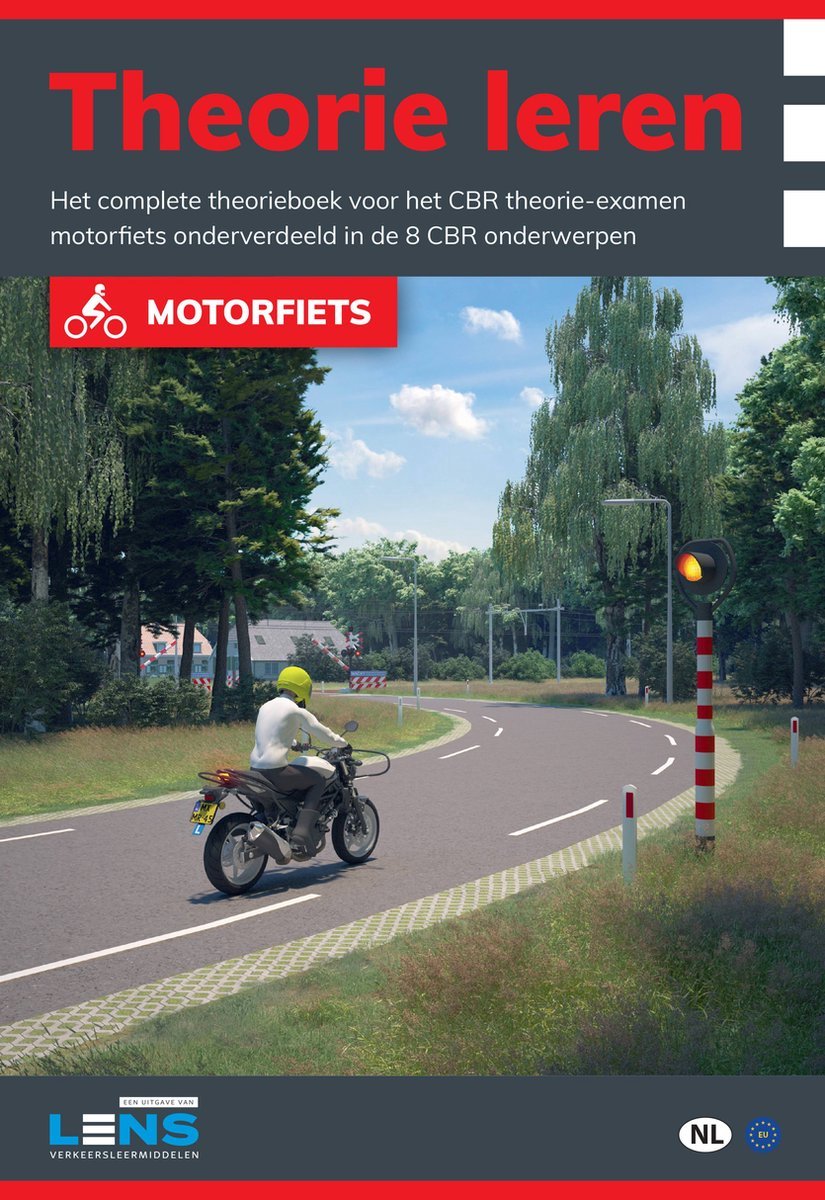 Omslag van Motor Theorieboek 2026 Rijbewijs A met Apps - Motor Theorieboek Rijbewijs A Theorie Leren - Lens Media