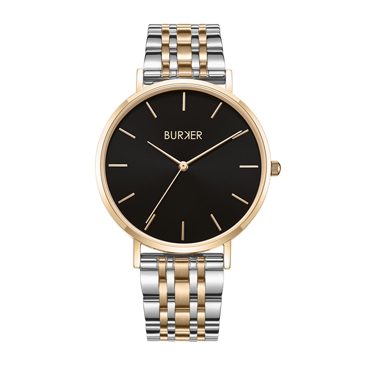BURKER Ruby Horloge Dames - Rond - Zwart Goud Zilver - Schakelband - 38 mm