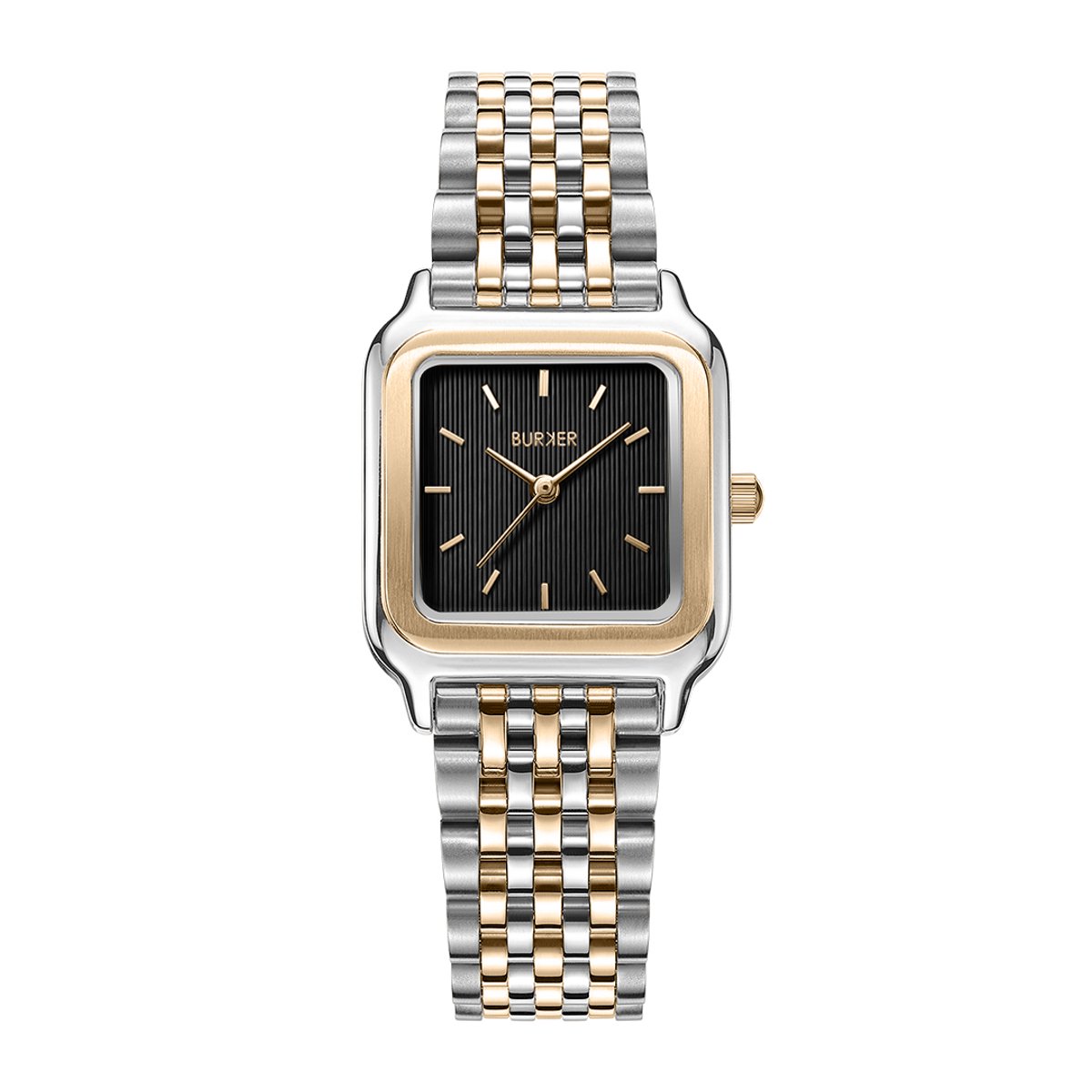BURKER Macy Horloge Dames - Vierkant - Zwart Goud Zilver - Schakelband - 26 mm
